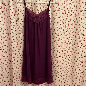 Elegant Purple Lace Trim Nightgown